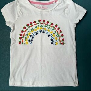 Mini Boden White Tee with Colorful Fruit Rainbow